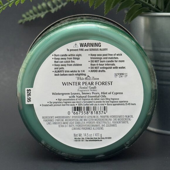 BBW Winter Pear Forest White Barn Bath & Body Works 3 Wick Candle - Picture 9 of 10